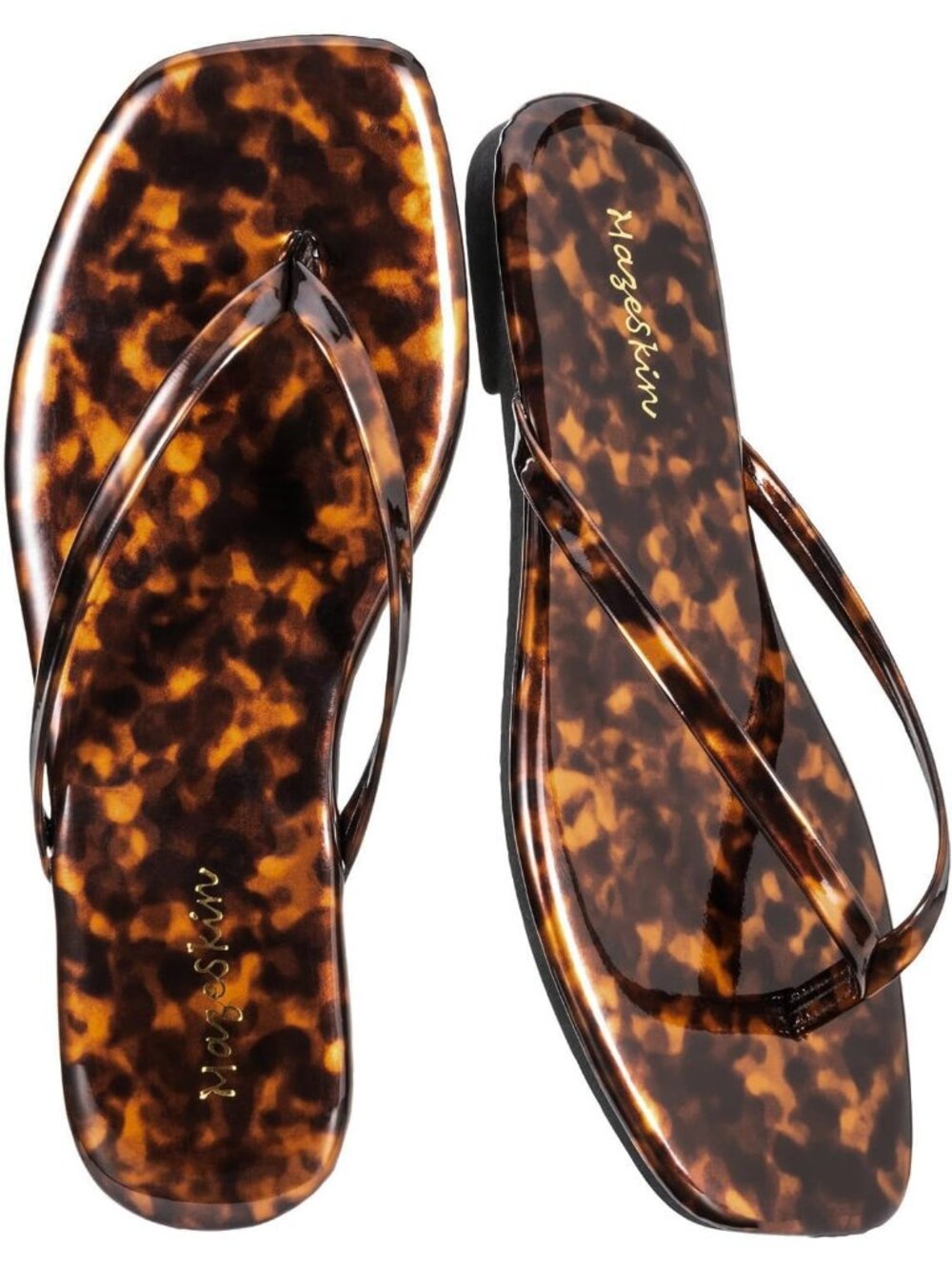Women Torte Smooth Cushioned Square Toe Flat Memory Foam Thong Flip Flops Sandal
